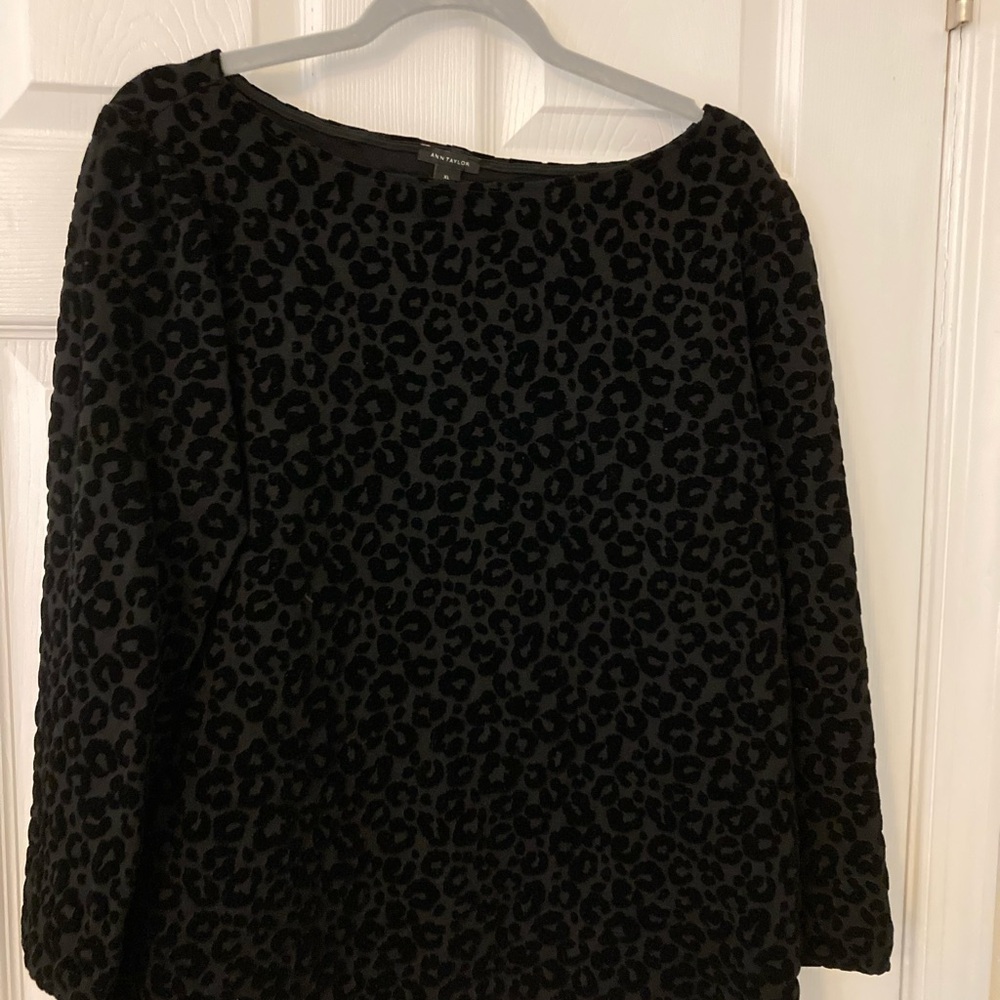 Ann Taylor Black Leopard Print Blouse